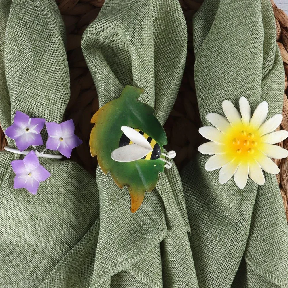 Vintage Spring & Summer Napkin Ring Holders Set of 6